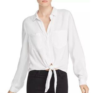 BELLA DAHL White Button-Down Tie-Front Shirt